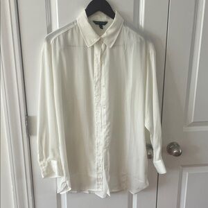 Banana Republic ivory silky long sleeved women’s blouse size M
